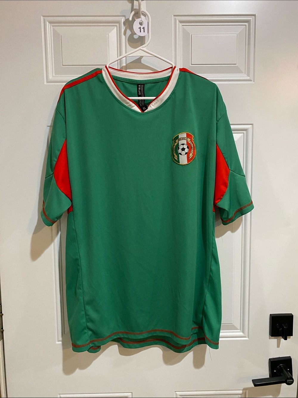 TRUE ROCK Green Soccer Jersey with Red Accents and White Trim